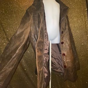 VINTAGE SHADES OF BROWN LEATHER LIMITED JACKET
